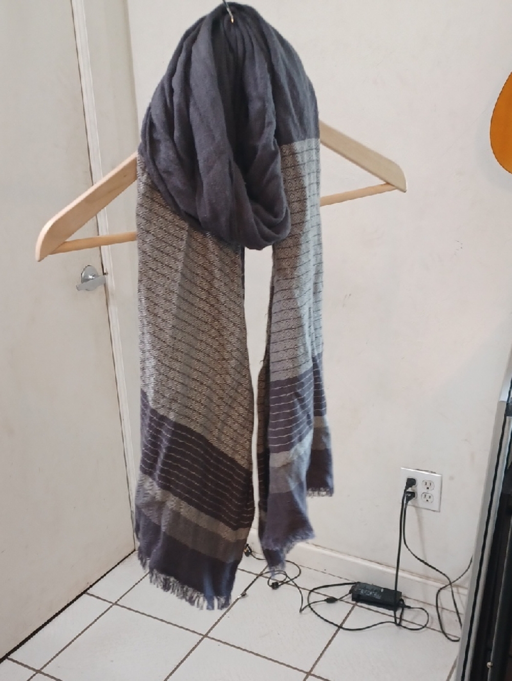 Men's Striped Gray and Charcoal Scarf